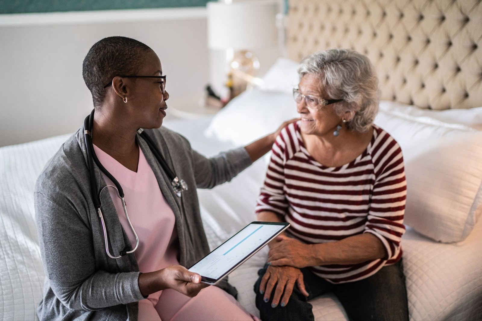 senior with nurse