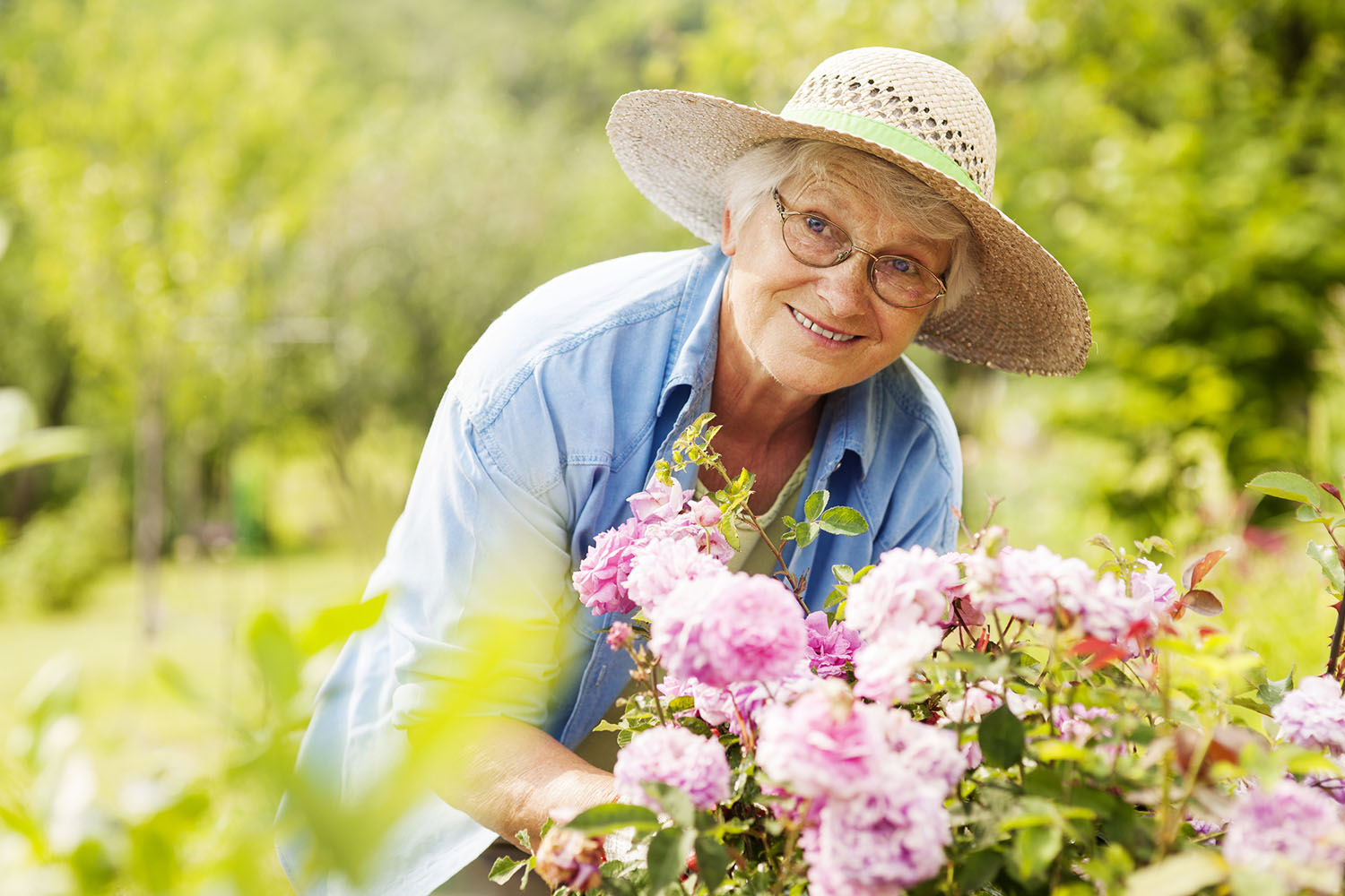 Senior woman gardening outdoors