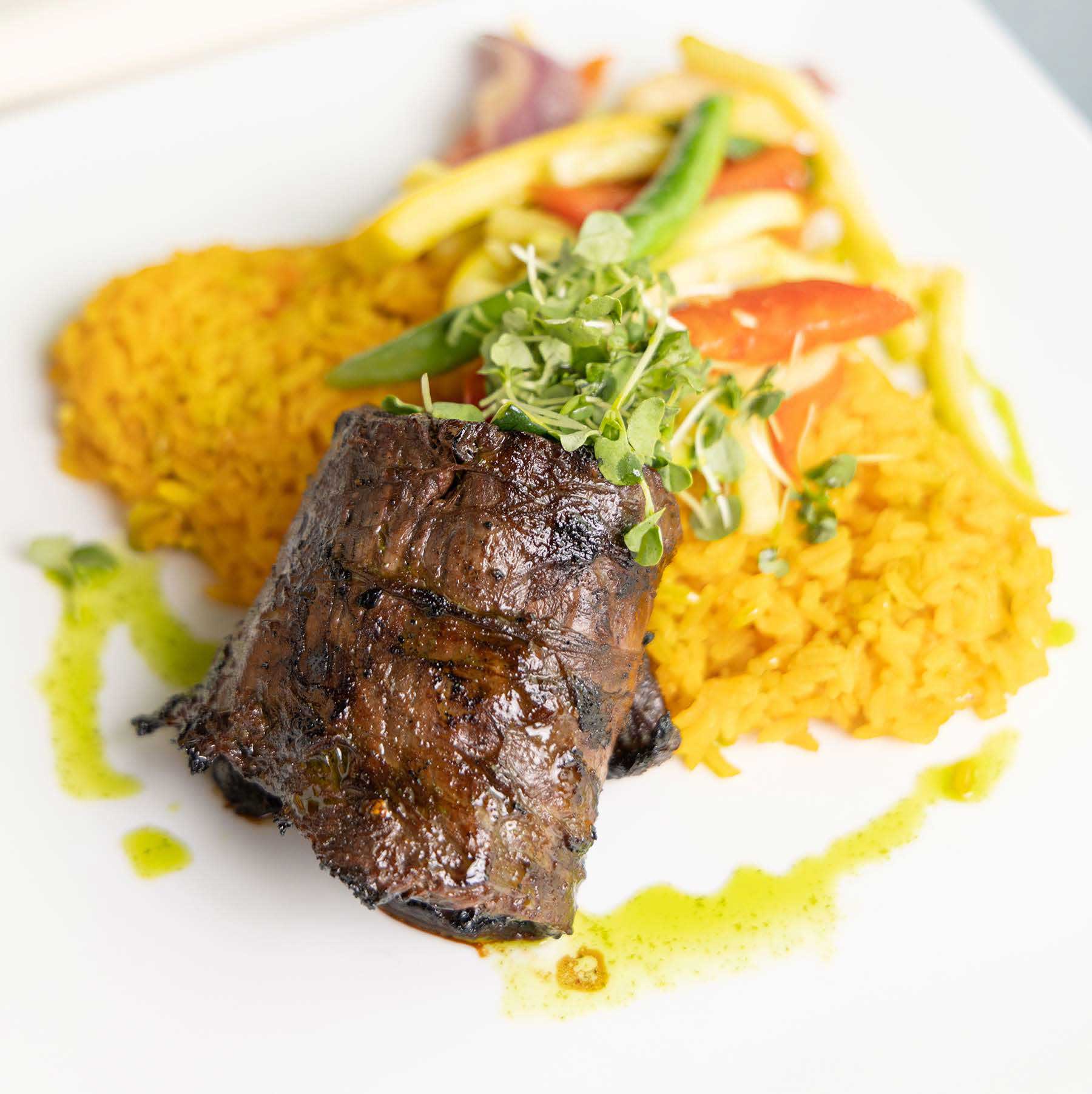 steak and rice